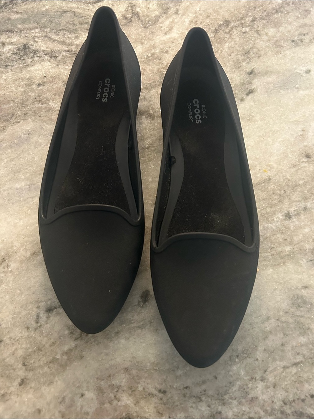 Crocs Black Slip-On Pointed Flats size 9